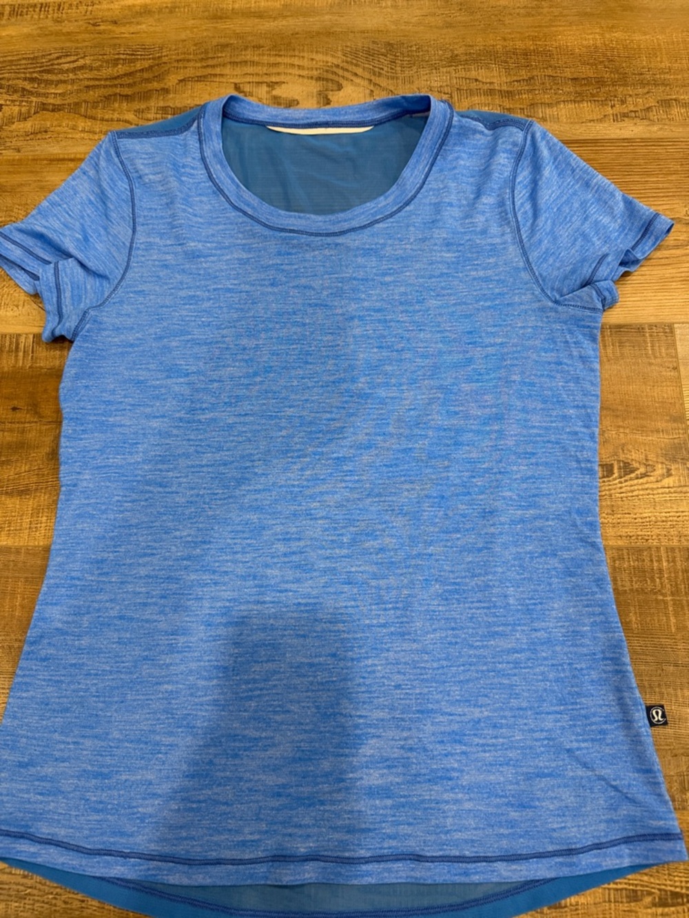 Lululemon Blue Heather Short Sleeve Athletic Top no size fits like a medium